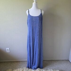 Alex Evenings Beautiful Blue Glitter Maxi Dress Size 14W